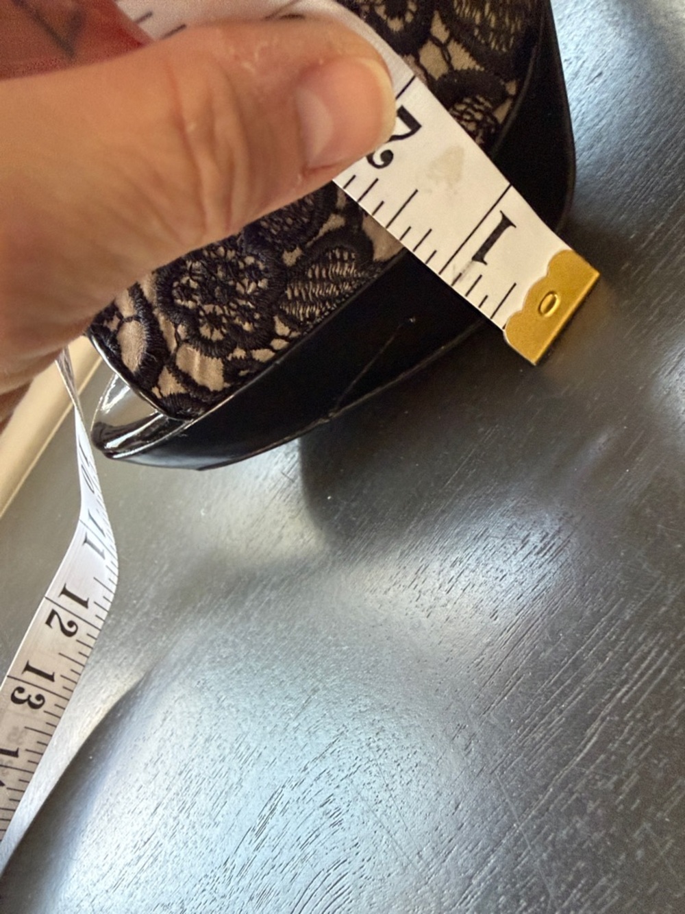 Guess Black Lace Peep-Toe Platform Stilettos - Picture 3 of 7